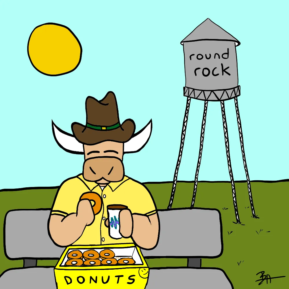Hand-drawn Bubba Software illustration set in Round Rock, Texas